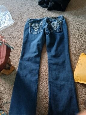 Miss Me Dark Blue Bootcut Jeans with Embroidered Back Pockets